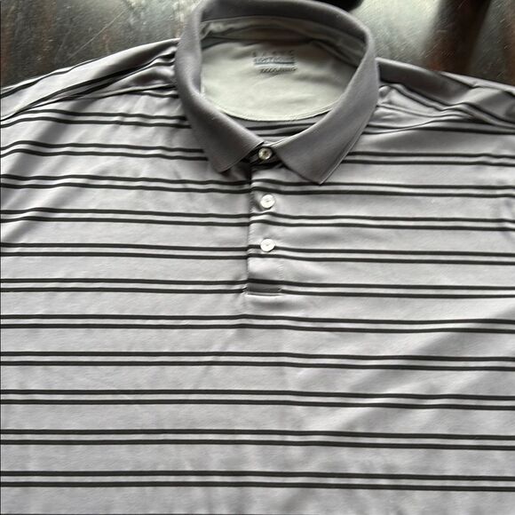 Basic edition, big and tall gray and black stripe button collared golf shirt 4XL - Picture 1 of 5